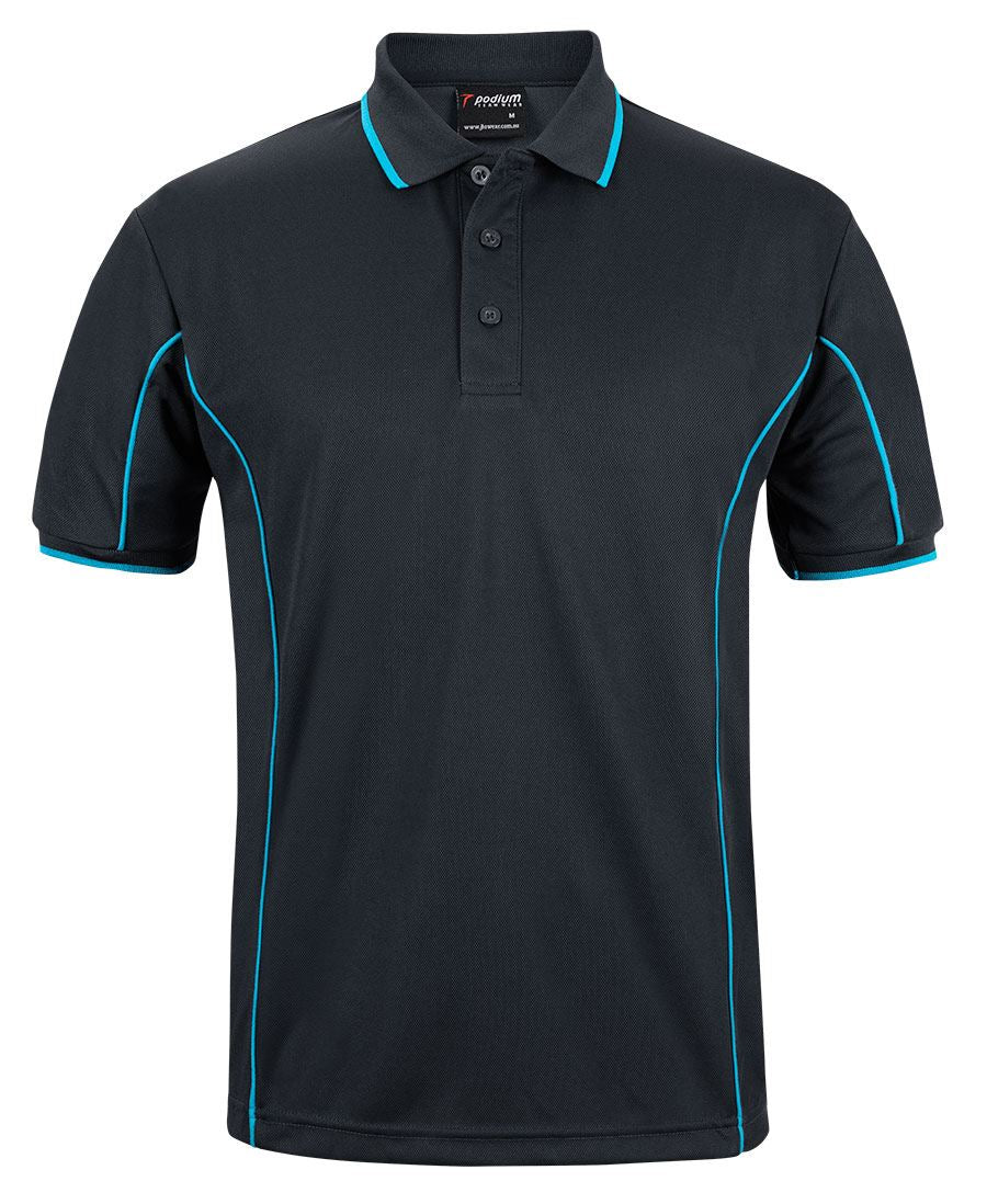 Jb’s Podium S/S Piping Polo - 7PIP-Black/Aqua-2XL