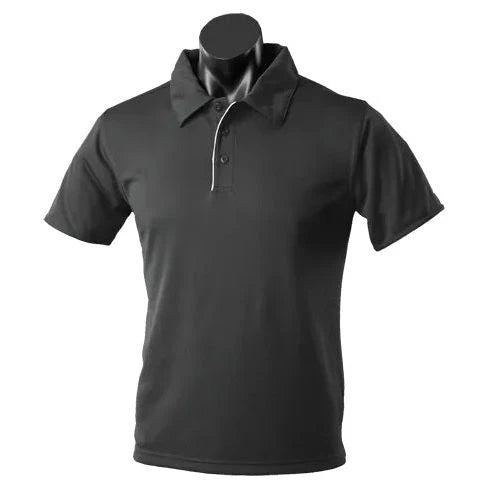 Yarra Men's Polo - 1302-Black/White-S