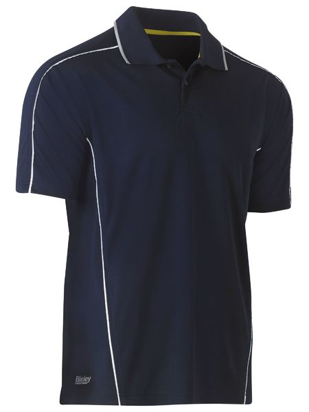 Cool Mesh Polo With Reflective Piping - BK1425-Navy-6XL
