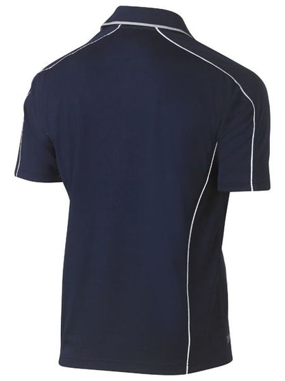 Cool Mesh Polo With Reflective Piping - BK1425-Navy-6XL