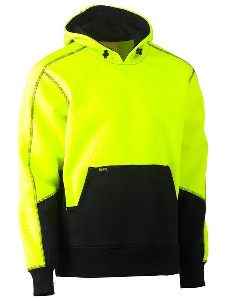 Hi Vis Fleece Hoodie Pullover  - BK6619-Yellow/Navy-2XL