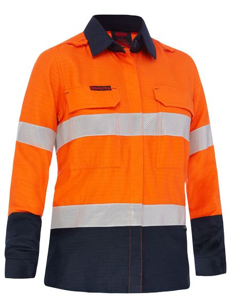 Apex 185 Women's Taped Hi Vis Fr Vented Shirt - BL8438T-O/N-10