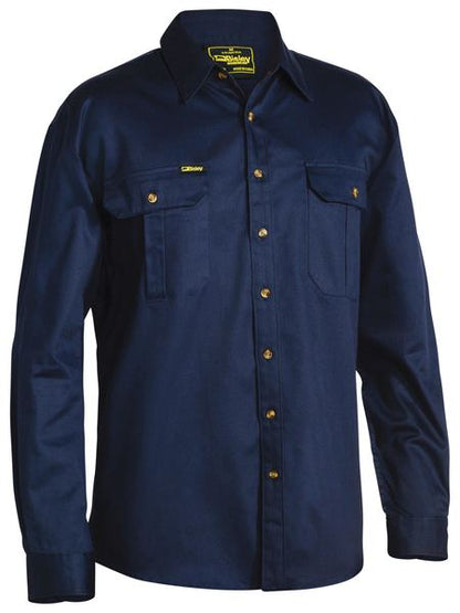 Original Cotton Drill Shirt - Long Sleeve  - BS6433-Navy-3XL