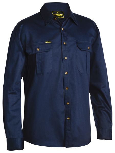 Original Cotton Drill Shirt - Long Sleeve  - BS6433-Navy-3XL