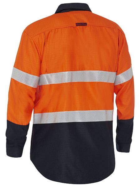 Apex 185 Taped Hi Vis Fr Ripstop Vented Shirt - BS8438T-O/N-XL