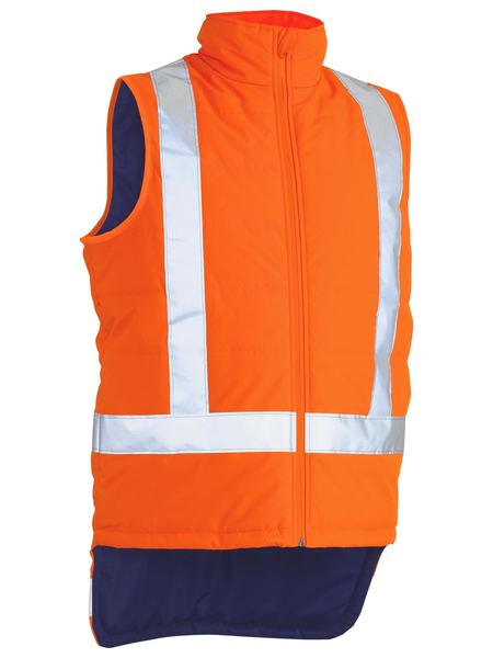 Taped Hi Vis Puffer Vest With X Back - BV0379XT-Orange-L