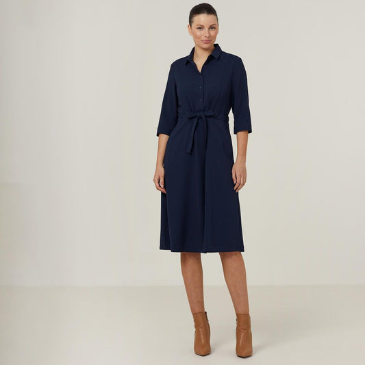 Heavy Stretch Georgette Shirt Dress - CAT67Y-Indigo-14