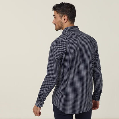 Avignon Window Check Stretch Long Sleeve Shirt - CATJDE-Navy/White-48