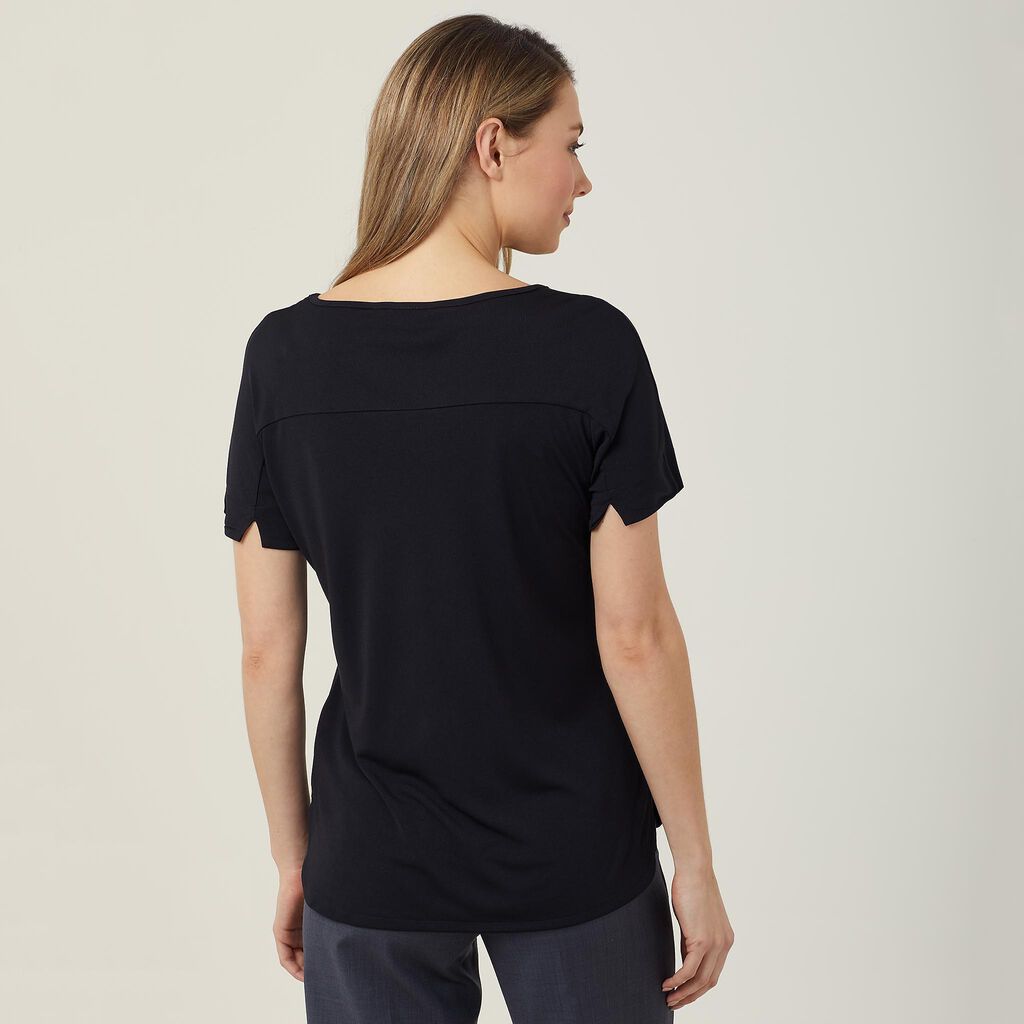 Matt Jersey Boat Neck Top - CATUHN-Black-2XL