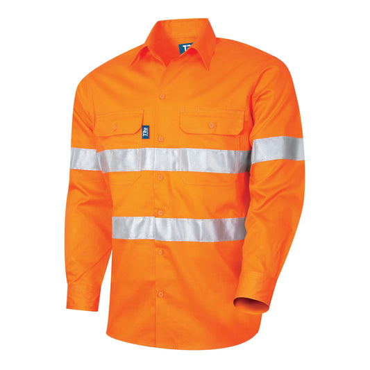 Regular Weight Cotton Hi Vis Shirt With Reflective Tape - DS1112T1-Orange-3XL