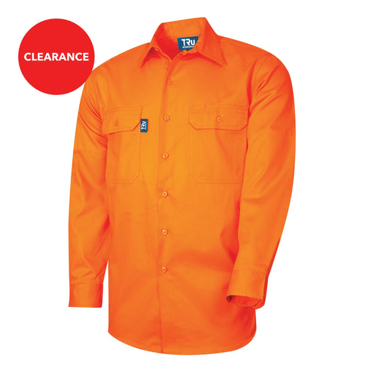 Lightweight Vented L/S Hi-Vis Drill Shirt - DS1118-Orange-3XL