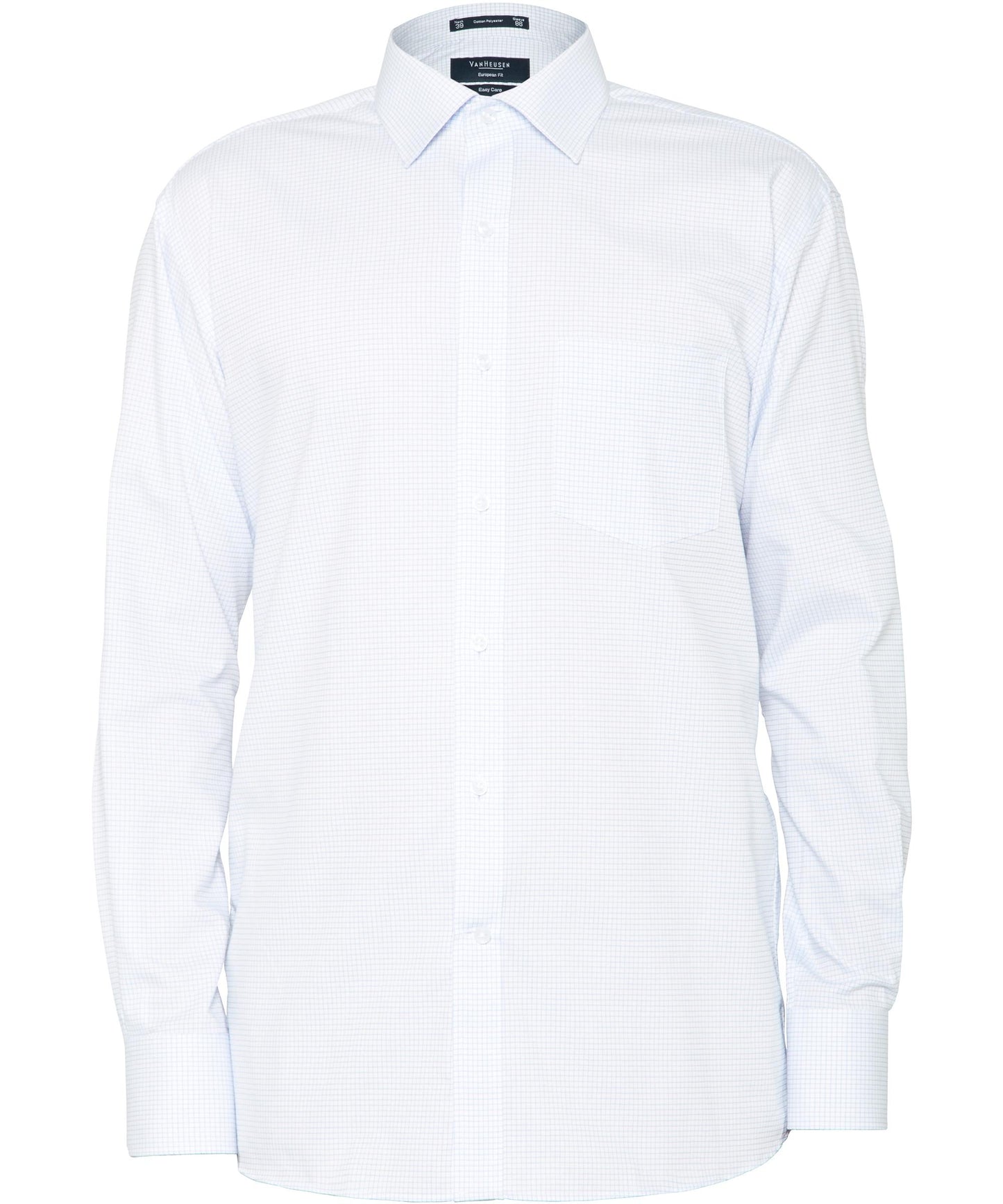 European Tailored Fit Check Shirt - E155-Blue-50.92