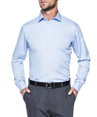 Men's Tailored Fit Solid Poplin Shirt - Er101-Sky Blue-42.90