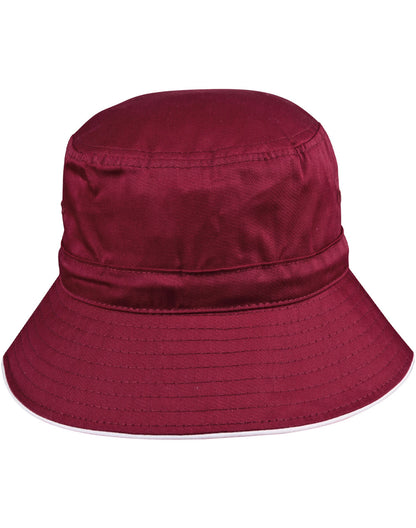Sandwich Bucket Hat with Toggle - H1033-Maroon White-S/M