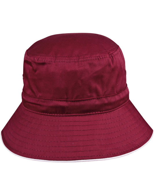 Sandwich Bucket Hat with Toggle - H1033-Maroon White-S/M