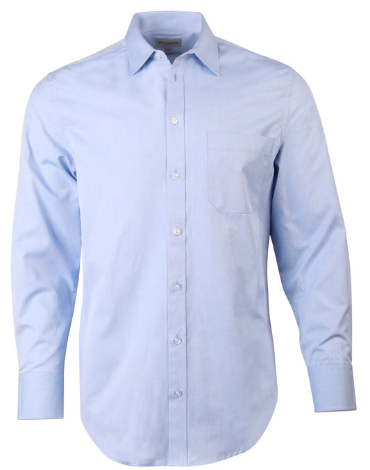 Men's Pinpoint Oxford Long Sleeve Shirt - M7005L-Blue-40