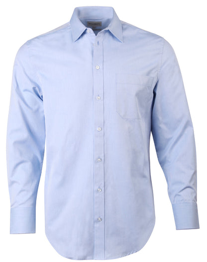 Men's Pinpoint Oxford Long Sleeve Shirt - M7005L-Blue-38