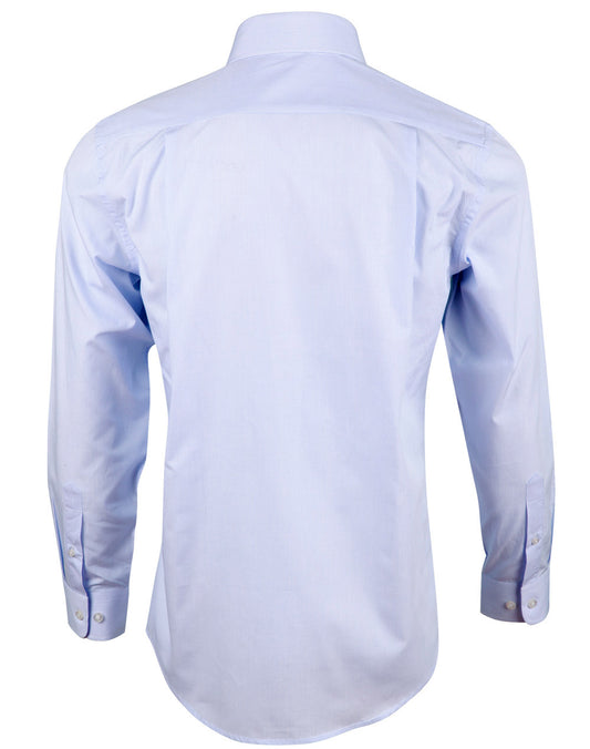 Men’s Mini Check Premium cotton long sleeve shirt  - M7362-Pale Blue-38