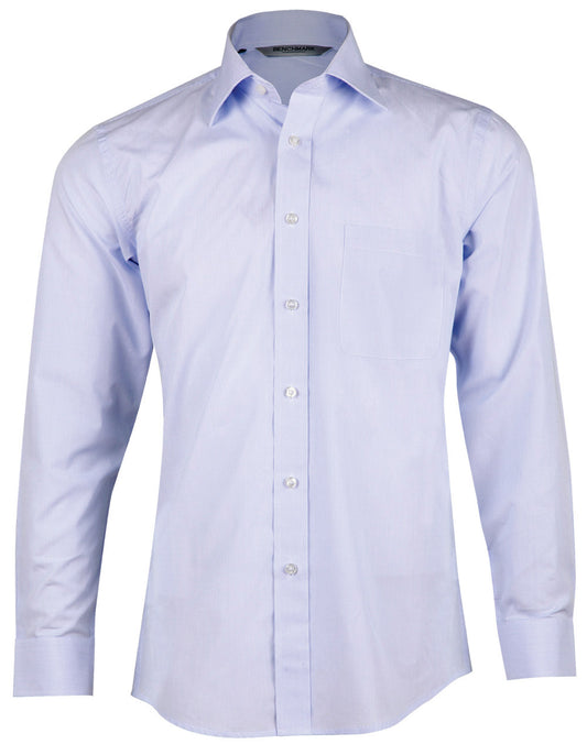 Men’s Mini Check Premium Cotton Long Sleeve Shirt  - M7362-Pale Blue-38