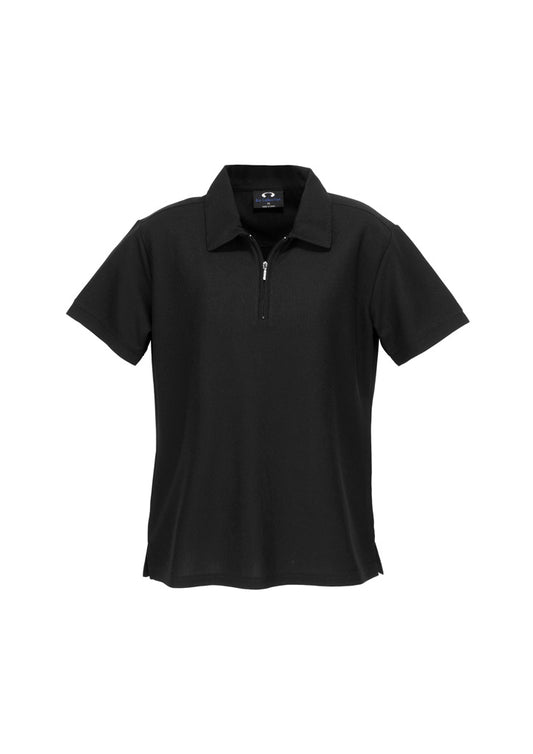 Women's Micro Waffle Short Sleeve Polo - P3325-Black-24