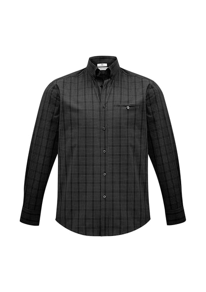 Mens Harper Long Sleeve Shirt - S820ML-Black/Silver-XS