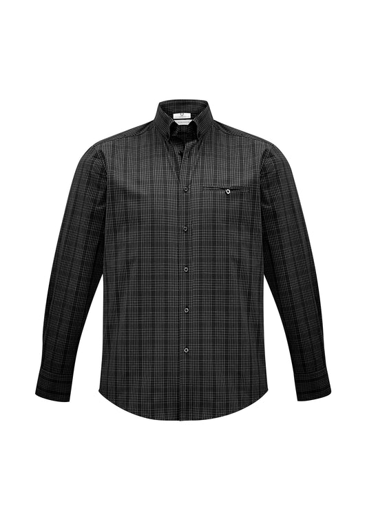 Mens Harper Long Sleeve Shirt - S820ML-Black/Silver-XS