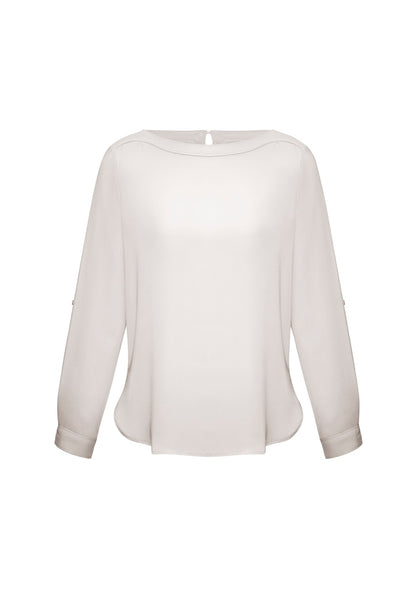 Madison Ladies Boatneck Blouse - S828LL-Silver Mist-10
