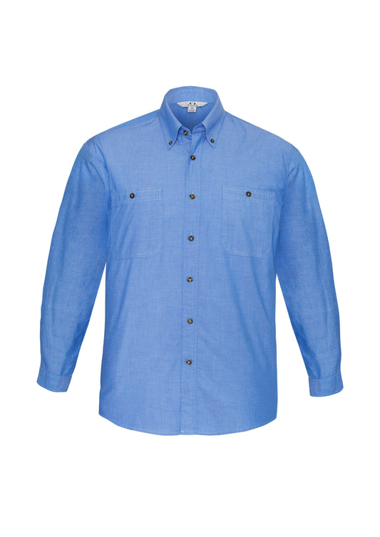 Men's Chambray Long Sleeve Shirt - SH112-Chambray-4XL