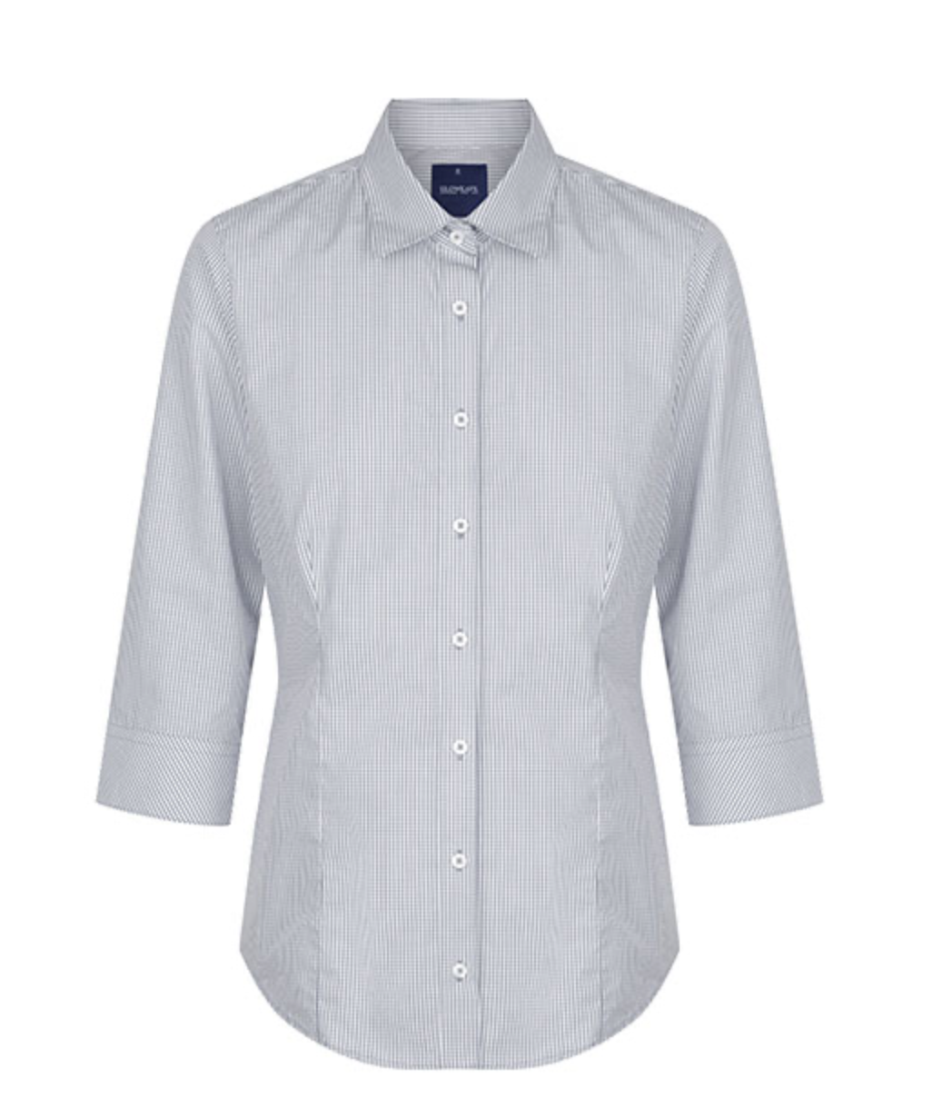 Westgarth Gingham 3/4 Sleeve Shirt - 1637WZ-Grey-16