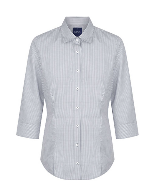 Westgarth Gingham 3/4 Sleeve Shirt - 1637WZ-Grey-16