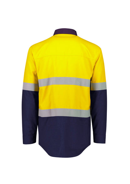 Men's Orange Flame Lightweight Ripstop Shirt - Hoop Taped - ZW180-Orange/Navy-M