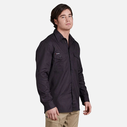 King Gee Workcool 2 Lightweight Ripstop Long Sleeve Work Shirt - K14820-Charcoal-S