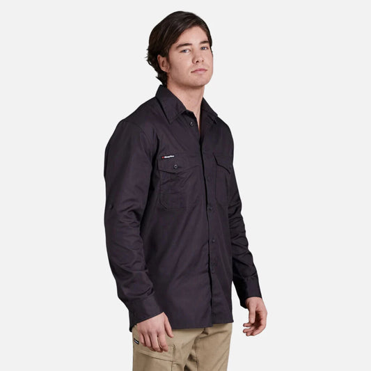 King Gee Workcool 2 Lightweight Ripstop Long Sleeve Work Shirt - K14820-Charcoal-S